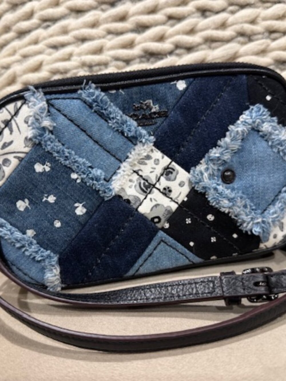 Coach Canyon Quilt Denim Patchwork Crossbody Clutch Bag